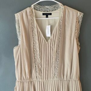 NWT Banana Republic pleated lace sleeveless midi ivory women's dress size 14